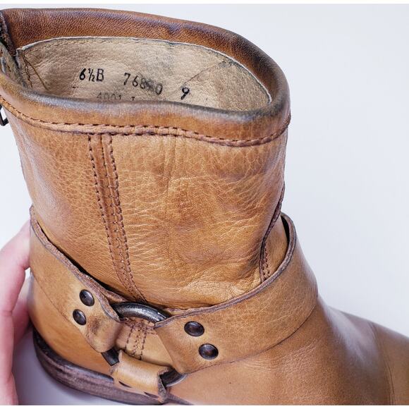 FRYE PHILIP HARNESS #76870 Ankle Boots Camel Women's Size 6.5B - Picture 13 of 16